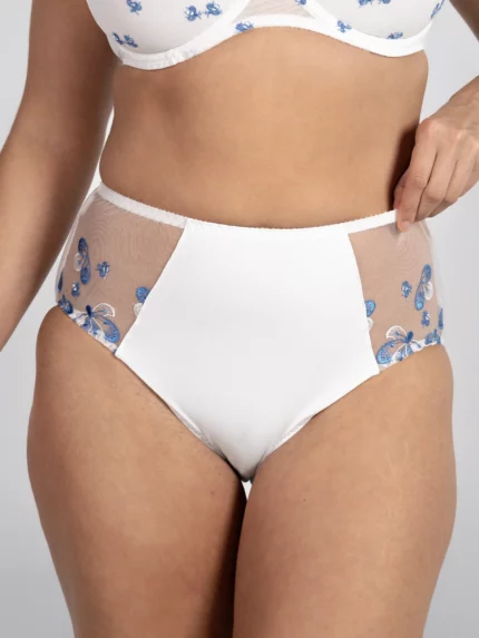 Colette Bicolor White/Blue High-Waisted Brief